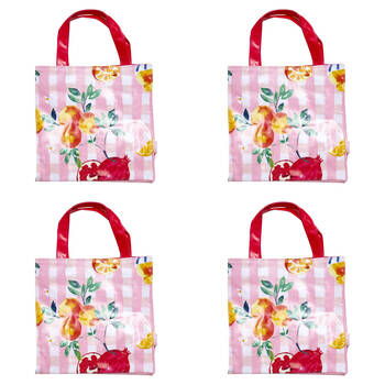 4PK Porto 100% Cotton Positano Tote Carry Bag Small 25 x 10cm Multi-Coloured