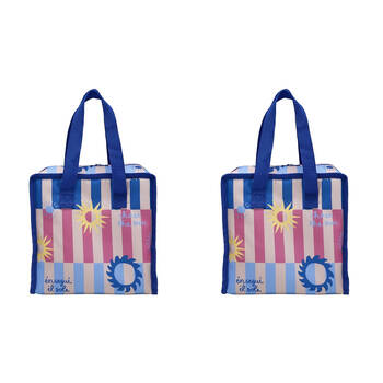2PK Porto Sole Insulated Lunch Cooler Carry Bag 22x22x13cm Multi-Coloured
