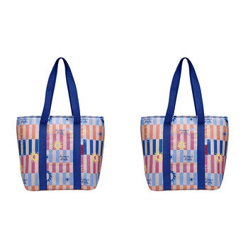2PK Porto Sole Insulated Tote Cooler Carry Bag 48x17x38.5cm Multi-Coloured