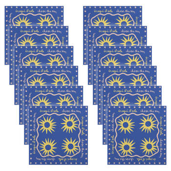 12x 20pc Porto Sole Woodpulp Paper Napkins Serviettes Pack 33x33cm Blue