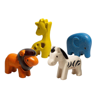 Plan Toys Wild Animals Set Kids/Childrens Toy Playset 12m+