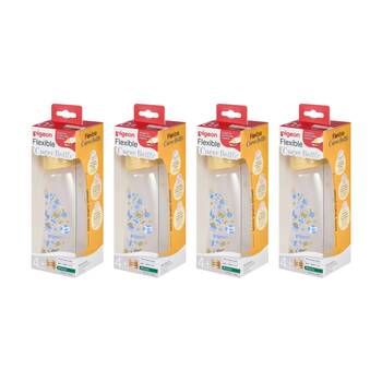 4PK Pigeon Flexible Curve Baby Bottle PP Space 250ml Anti-Colic Silicone 4m+