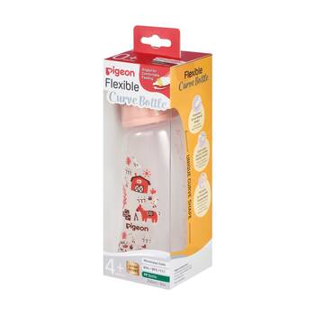 Pigeon Flexible Curve Baby Bottle PP Farm 250ml Anti-Colic Silicone Nipple 4m+