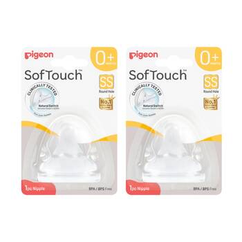 2PK Pigeon Softouch BPP Baby Bottle Teat SS Anti-Colic Peristaltic Plus 0m+