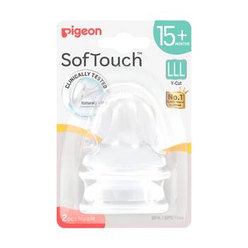 2pc Pigeon Softouch BPP Baby Bottle Teat LLL Anti-Colic Peristaltic Plus 15m+
