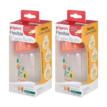 2PK Pigeon Flexible Curve Baby Bottle PP Forest 150ml Anti-Colic Silicone 0m+