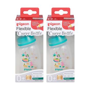 2PK Pigeon Flexible Curve Baby Bottle PP Home 150ml Anti-Colic Silicone 0m+