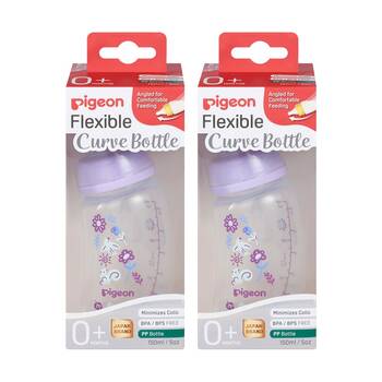 2PK Pigeon Flexible Curve Baby Bottle PP Garden 150ml Anti-Colic Silicone 0m+