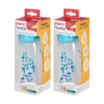 2PK Pigeon Flexible Curve Baby Bottle PP Beach 250ml Anti-Colic Silicone 4m+