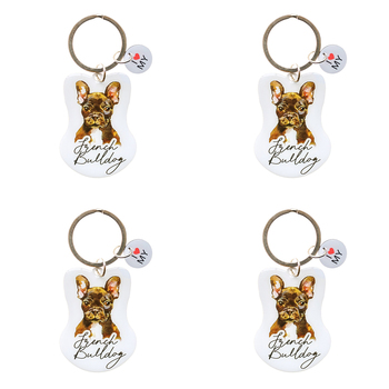 4PK Splosh Pet French Bulldog Keyring/Keychain Hanging Accessory 4x8.5cm