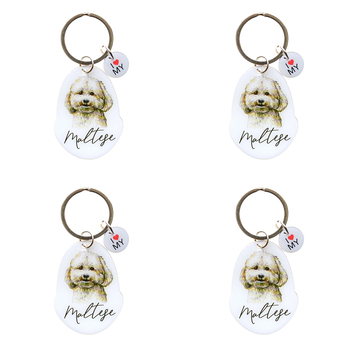 4PK Splosh Pet Maltese Keyring/Keychain Hanging Accessory 4x8.5cm