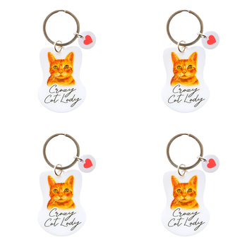 4PK Splosh Pet Crazy Cat Lady Keyring/Keychain Hanging Accessory 4x8.5cm