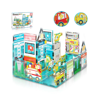 Picasso Tiles Metro City Kids Magnetic Marvels w/ Vehicles Playset 3y+