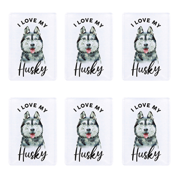 6PK Splosh Pet Lovers Husky 7cm Acrylic Magnet Fridge Decor - White
