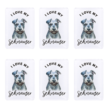 6PK Splosh Pet Lovers Schnauzer 7cm Acrylic Magnet Fridge Decor - White