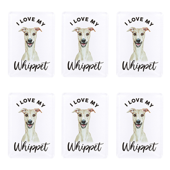 6PK Splosh Pet Lovers Whippet 7cm Acrylic Magnet Fridge Decor - White