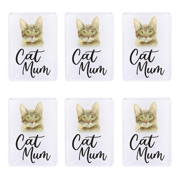 6PK Splosh Pet Lovers Cat Mum 7cm Acrylic Magnet Fridge Decor - White
