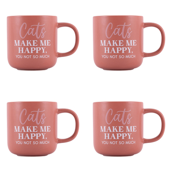 4PK Splosh Pet Lovers Happy Ceramic Mug Drinkware 12x9cm - Pink