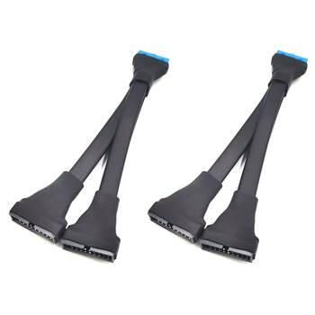 2PK Cruxtec 19/20 Pin Male-to-Female Extension/Splitter Cable for Desktop PC 1-to-2 