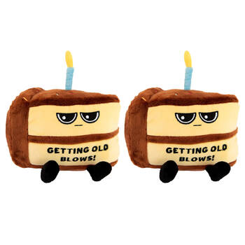 2PK Punchkins Getting Old Blows' Plush Birthday Cake Shaped Novelty Toy