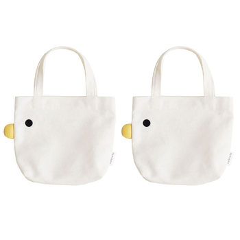 2PK Purroom 23x21cm Chick Cotton/Canvas Tote Bag Small - White