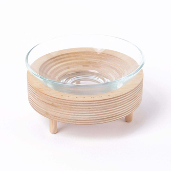 Purroom 15cm Glass Premium Pet Food Bowl w/ Wood Stand