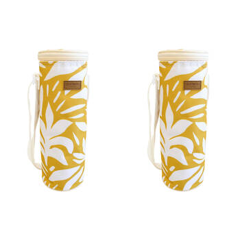 2PK LVD Sundance Insulated Wine Bottle Cooler Storage Bag 12x33cm Yellow/White