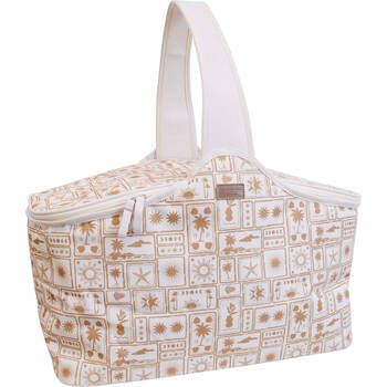LVD Insulated Postcard Picnic Cooler Carry Bag 48x26cm White/Orange