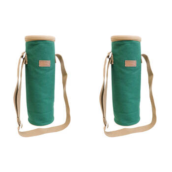 2PK LVD Samuel Insulated Canvas Wine Bottle Cooler Bag 12x33cm Green/Brown