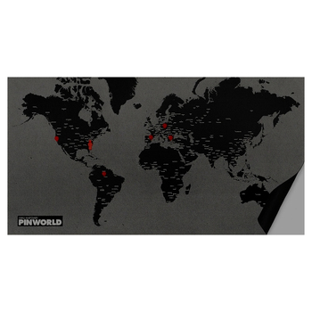 Palomar Pin World Felt Map Decor Black 3x100x80cm