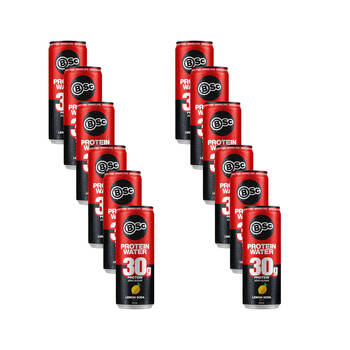 12PK BSc 30g Protein Water Can Sugar Free Post Workout 355ml Lemon Soda