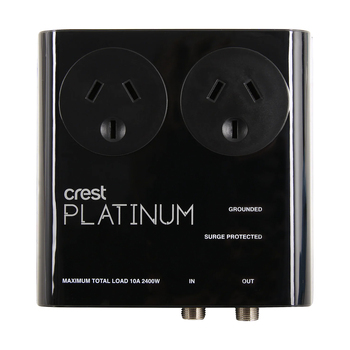Crest Platinum 2-Socket Surge Equipment Protector Plus - Black