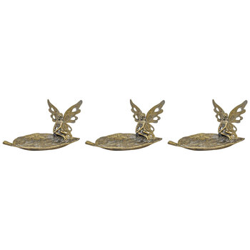 3PK LVD Metal Leaf Trinket w/ Tinkerbell Home Decor 14cm - Gold