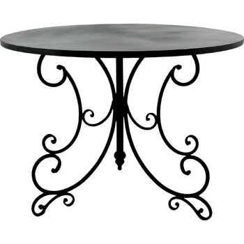 LVD Metal 73x99cm French Garden Table Furniture Round - Black
