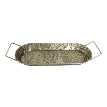 LVD Metal 44cm Leaf Serving Tray Storage w/ Handles - Silver