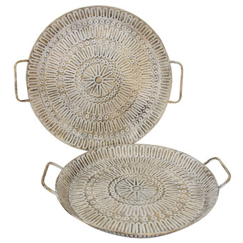 LVD 2pc Metal Morrocan Tray Set 49 cm