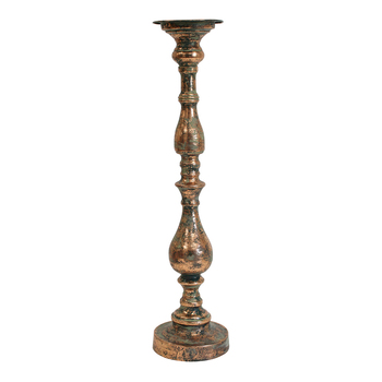 LVD Metal 54cm Aged Pillar Candle Holder Stand Decor - Brown