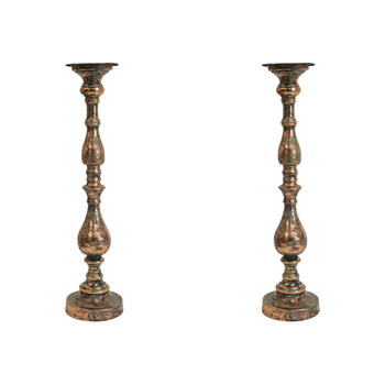 2PK LVD Metal 54cm Aged Pillar Candle Holder Stand Decor - Brown