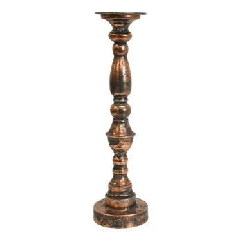 LVD Metal 46cm Aged Pillar Candle Holder Stand Decor - Brown