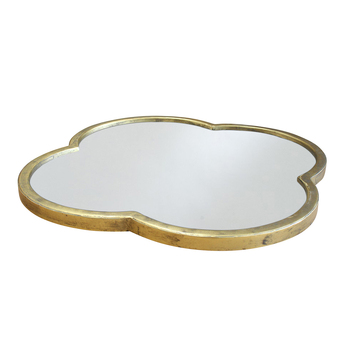 LVD Decorative Metal/Mirror 40.5cm Clover Tray Home Decor - Brass