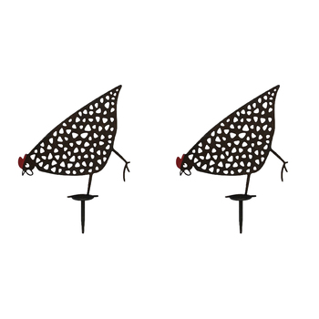 2PK LVD Metal Hen Maisie Ornament Home/Garden Decor 40cm Black