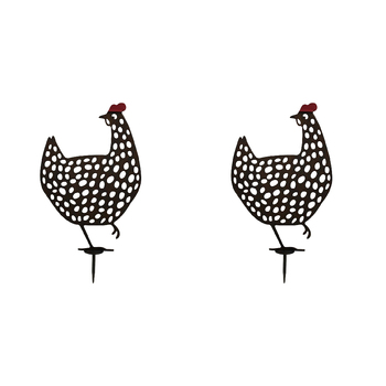 2PK LVD Metal Hen Cluck Ornament Home/Garden Decor 40cm Black