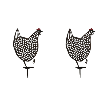 2PK LVD Metal Hen Bessie Ornament Home/Garden Decor 50cm Black