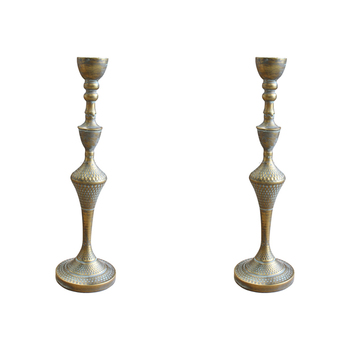 2PK LVD Metal 50cm Taper Stick Candle Holder Caribbean - Gold