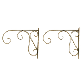 2PK LVD Metal XL Lantern Wall Bracket Garden Decor 45cm - Gold