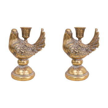 2PK LVD Candle Holder Bird Decorative Home Decor Ornament Statue 12x16.5cm