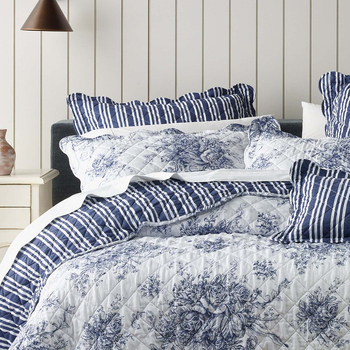Bianca Amorette Polyester Blue Bedspread Set - Queen