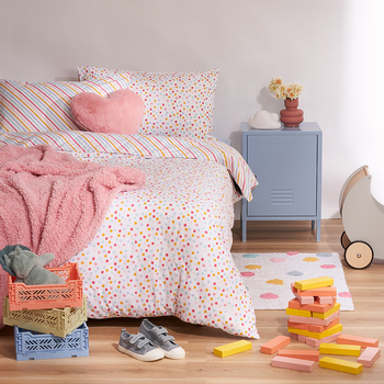 Minikins Reversible Single Bed Quilt Cover Set Multicolour Spot Printed
