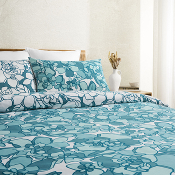 Tontine King Bed Aalia Cotton Quilt Cover Set Teal