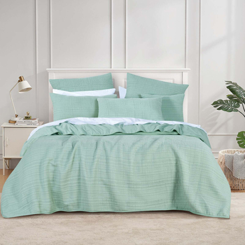Bianca Cressida Quilted  Sage Bedding Coverlet Set Queen/King